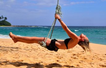 girl swing in sri lanka beach